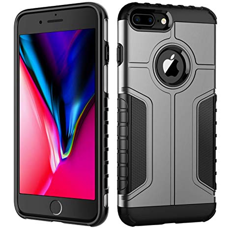 JETech Case for iPhone 8 Plus and iPhone 7 Plus, Dual Layer Protective Cover with Shock-Absorption, Grey