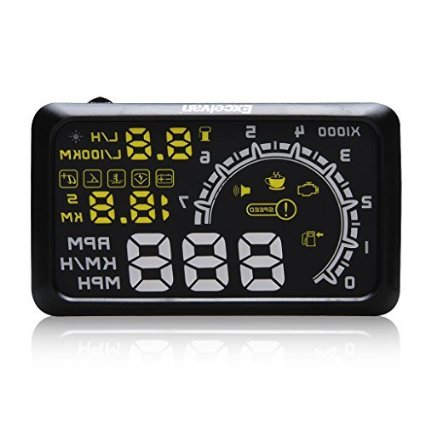 Excelvan OBDII Car GPS HUD Speed Head Up Display KMh  MPh Speedometer with OverSpeed Warning Car Interface HUD Fuel icon Head-Up LCD Display