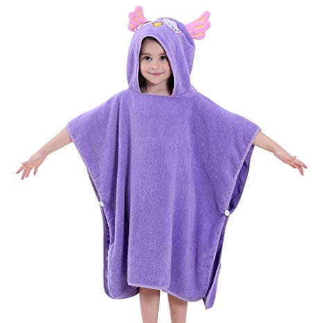 COOKY.D Kids Beach Bath Towel Hooded Poncho Robe 0-6 Years