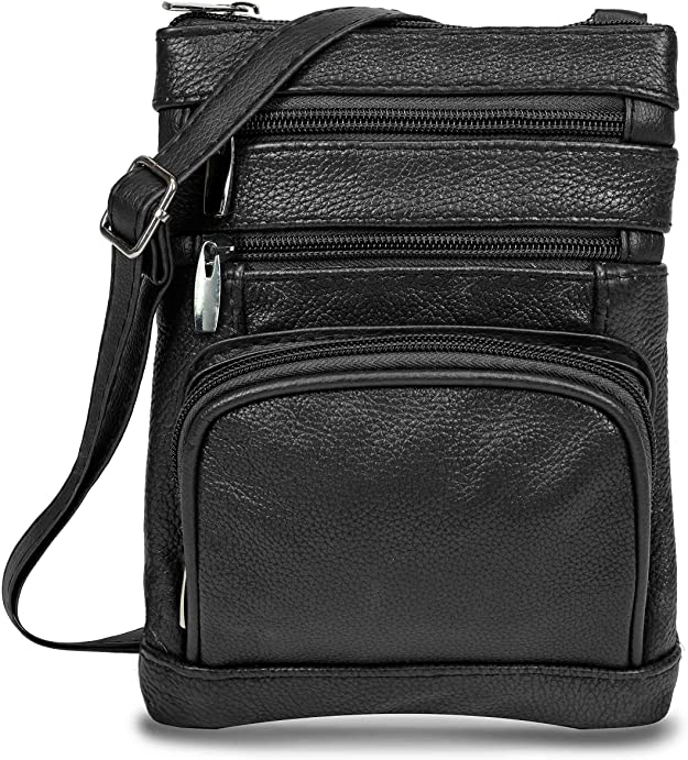 Genuine Leather Cross Body Handbag - Women Messenger Bag with Adjustable Strap