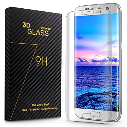 Ameauty Galaxy S7 Edge Screen Protector, Premium Full Coverage Tempered Glass Screen Cover with 9H Hardness -Transparent