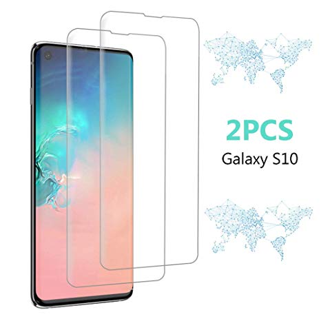 (2 Packs)Tempered Glass Screen Protector for Samsung Galaxy S10, Full Screen Coverage Screen Protector, 3D Curved Tempered Glass, HD Clear Anti-Bubble Film with Easy Installation.