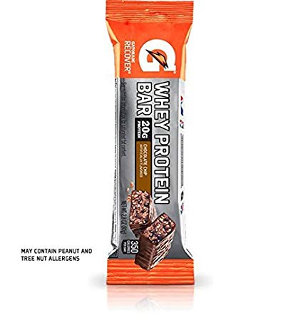 Gatorade Whey Protein Recover Bars 12 Pack w/ Free SportLegs Trial Pack (Chocolate Chip)