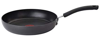 T-fal E91807 Ultimate Hard Anodized Scratch Resistant Titanium Nonstick Thermo-Spot Heat Indicator Anti-Warp Base Dishwasher Safe Oven Safe PFOA Free Saute/Fry Pan Cookware, 12-Inch, Gray