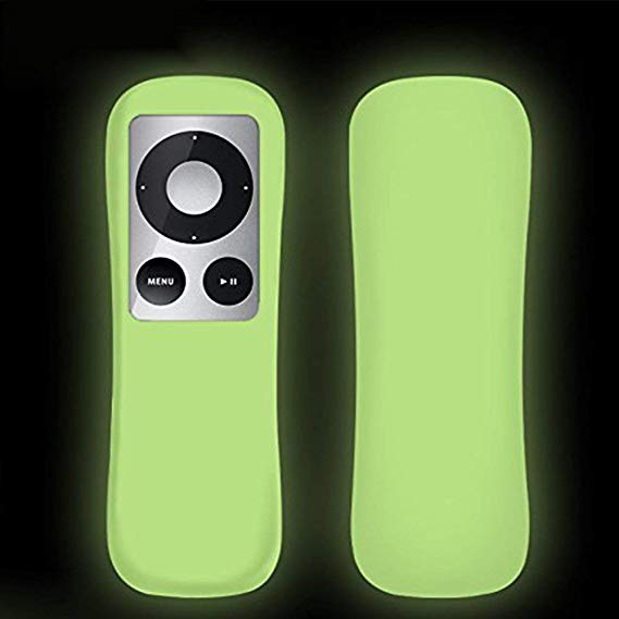 SIKAI Protective Case for Apple TV 2 3 Remote Shockproof Silicone Cover for Apple TV Remote Skin-Friendly Anti-Slip Washable Anti-Lost Multi-Colors with Remote Loop (Glow in Dark Green)
