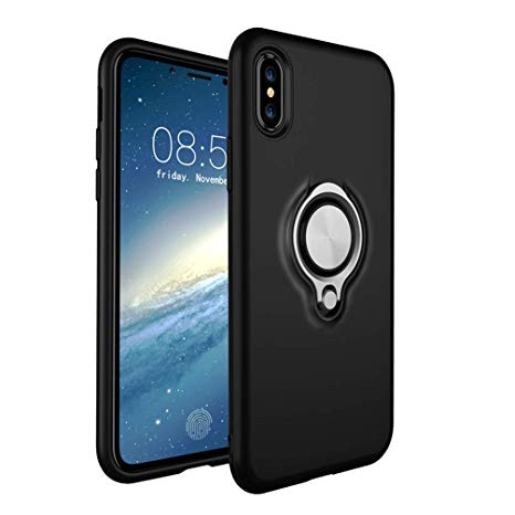 ANERNAI iPhone Xs Max XS Plus (2018) 6.5 Inch Case, Thin Hard Shockproof Durable Ring Kickstand Magnetic Car Mount Shell