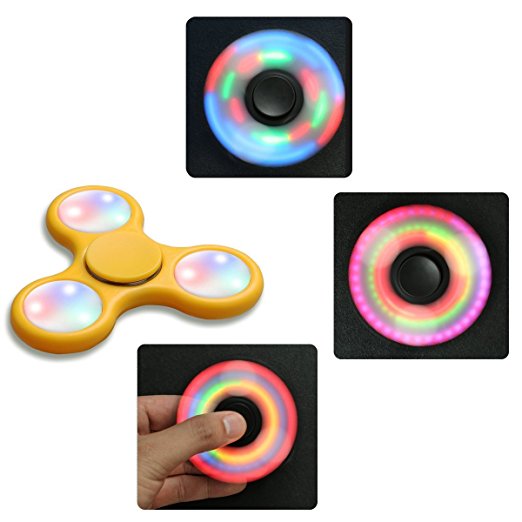 LED Light Up Fidget Spinner Material Colorful Triangle Spinner Rainbow New Style EDC Hand Fidget Toy for High Speed Relieving ADHD, OCD, Anxiety