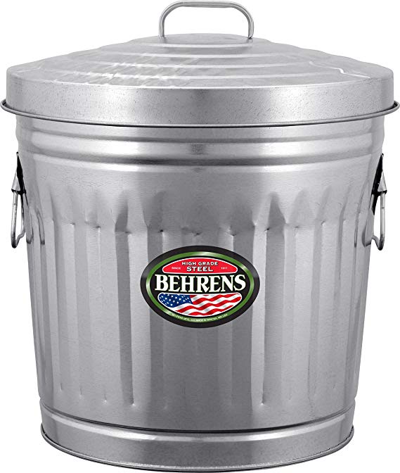 Behrens Manufacturing 6210 Galvanized Steel Trash Can, 10-Gallon Multicolor