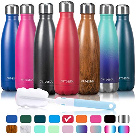 arteesol Water Bottle | Leakproof Cola Shape Bottle Keep Hot&Cold | Double Wall Vacuum 18/8 Stainless Steel Bottle | Narrow Mouth Personalized Texture-for Outdoor Activities