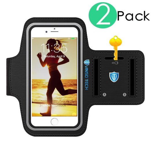 2 Pack ArmbandPremium Water Resistant Outdoor Sport Jogging and Exercise Cycle Arms Package Armband Cell Phone Bag Key Holder For iphone 6 47 inch 6s Plus 55 inch 5s 5c se LG G3 G4 G5-Black