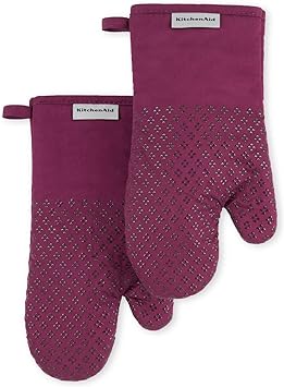 KitchenAid Asteroid Oven Mitt Set, 7"x12.5", Beet, 2 Piece