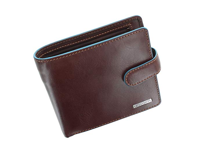 Visconti Alps Collection TOM Bi-Fold Leather Wallet With RFID Protection - ALP86 Brown