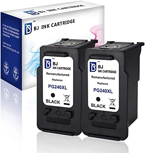BJ Remanufactured Ink Cartridge Replacement for Canon PG-240XL 240 XL High Yield for Canon PIXMA MG3620 MG3520 MG2120 MG2220 MG3120 MG3220 MG4120 MG4220 MX372 MX432 MX512 MX522 MX532(2 Black)