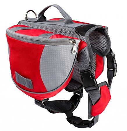 Kommii Pet Dog Backpack Carrier Adjustable Saddlebags Harness Portable For Travel Outdoor Activity