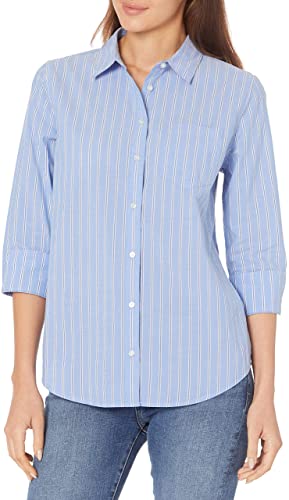 Amazon Essentials Womens Classic-Fit 3/4 Sleeve Poplin Shirt