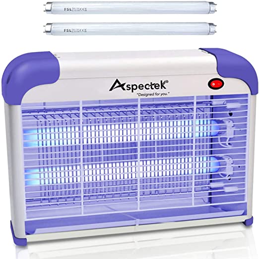 Aspectek Zapper & Electric Indoor Insect Mosquito, Fly Traps & Other Pests Killer[2020 Upgraded] Powerful 2800V Grid 20W Bug, Includes 2 Replacements UVA Light Bulbs