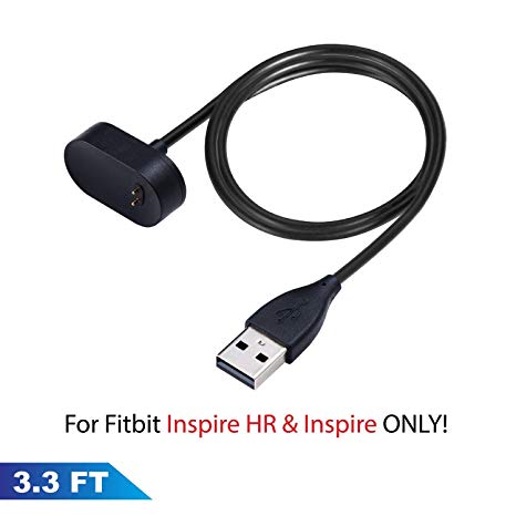 INSTEN for Fitbit Inspire HR Charger [1 Pack], USB Replacement Charging Cable Power Cord Adapter Clip Compatible with Fitbit Inspire HR/Inspire Fitness Tracker, 3.3ft