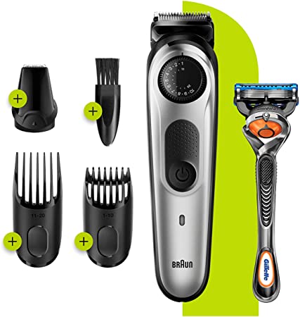 Braun Beard Trimmer BT5260 and Hair Clipper for Men, Lifetime Sharp Blades, 39 Length Settings, Black/Silver Metal, UK Two Pin Plug