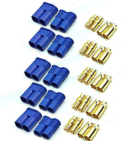 BINYEAE 5 Pairs EC8 Connector Plug Banana Plug Female Male Bullet Gold Connector for RC ESC LIPO Battery Adapter