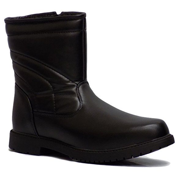Ska Doo Men's 7703 Black Zip Up Faux Fur Warm Lined Winter Snow Boots