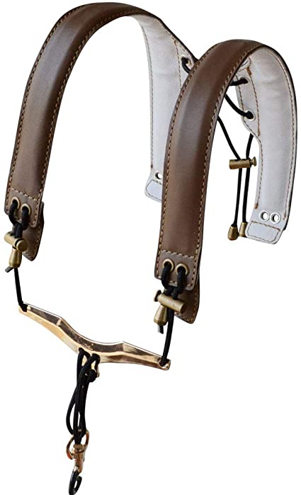 ADORENCE Lengthened Saxophone Shoulder Strap - Genuine Leather, 100% Handmade, No Stress on Neck Shoulder Strap for Sax Bass Tenor Alto