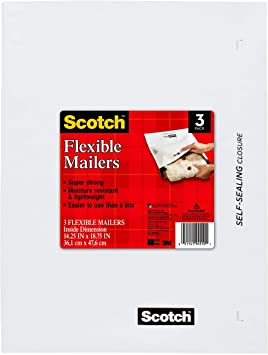 Scotch Flexible Poly Mailer, 14.25 x 18.75 Inches, 3-Pack (8990W-3)