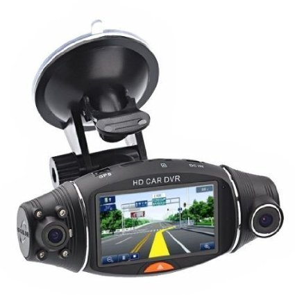 Car Dvr 1080P 2.7" LCD Screen Rotating Dual Len Vehicle DVR Road Dash Cam Video Camera Recorder Traffic Dashboard Recorder with 32GB Kingston Class10 TF Card