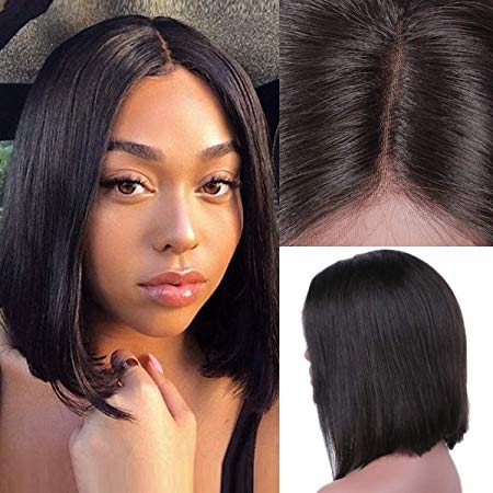 Myfashionhair Lace Front Wigs Human Hair with Baby Hair Glueless Bob Wigs 8 inch 180% Density Lace Front Human Hair Wigs with 13x4 Swiss Lace and Adjustable Cap, Pre Plucked Human Hair Wigs for Women