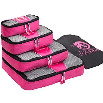 Chameleon PACKING CUBES for Travel - Set of 4 Mesh Luggage Organizers with Shoe Bag