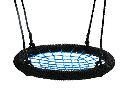SWINGING MONKEY PRODUCTS Premium 24" Spider Web Playground Swing, Blue – Fully Assembled, Highest Quality, Tree Swing, Children's Swing, Simple Installation