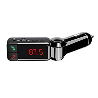 E-Zigo Bluetooth FM Transmitter, In-Car Bluetooth Receiver, FM Radio Stereo Adapter, Car MP3 Player with Bluetooth Handsfree calling and Dual USB Charging Port(5V 2A)for iPhone Samsung LG Smartphones