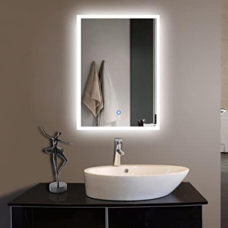 D-HYH Vertical Rectangle LED Backlit Mirror Mirrors for Bathroom Wall with Touch Button 20 x 28 Inch(D-N031-H)