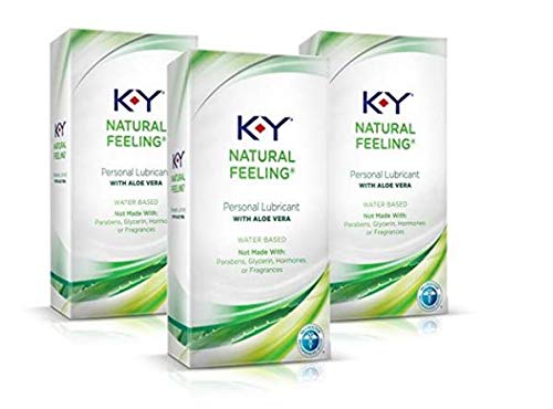 Personal Lubricant, K-Y Natural Feeling with Aloe Vera Sex Lubricant, 5.7 oz, Pack of 3, Sex Lube for Women, Men & Couples. Safe to use with Devices, Sex Toys, and Vibrators
