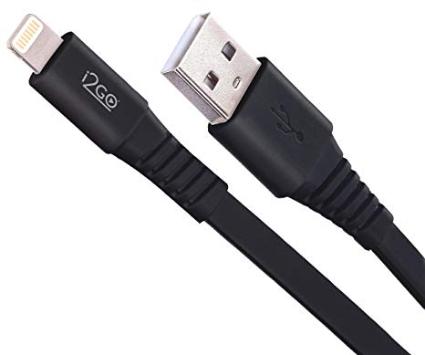 i2go Lightning Flat Cable (4Ft), Mfi Certified for Flawless Compatibility with iPhone Xs/Max/XR/X/ 8/Plus/ 7/Plus/ 6/Plus/ 5/ 5S - Black