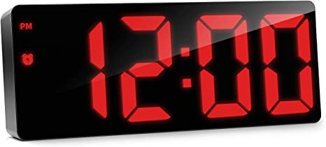 LED Digital Alarm Clock, Adjustable Brightness, Desk Clock with Easy to Read Large Numbers