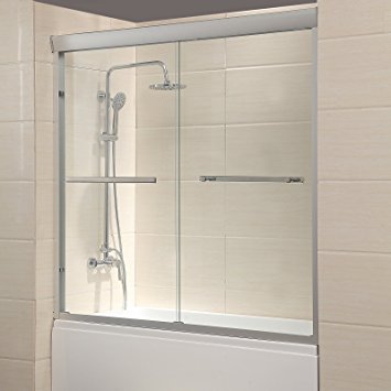 WaaGee 60" Framed 1/4" Clear Glass 2 Sliding Bath Shower Door Chrome Finish