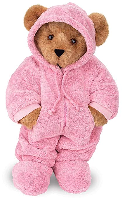 Vermont Teddy Bear - Pink Pajama Bear, 15 inches, Brown with Pink Onesie - Made in the USA
