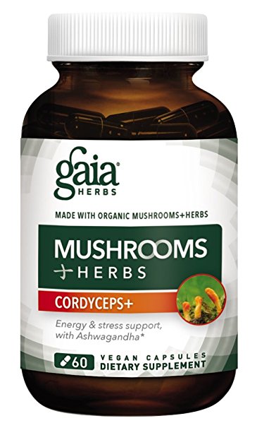 Gaia Herbs Mushrooms   Herbs Cordyceps Capsules, 60 Count