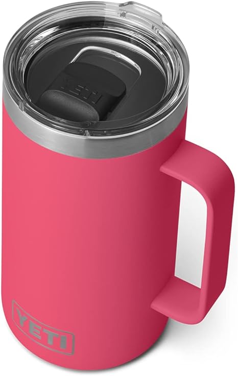 YETI Rambler 24 oz Mug, Vacuum Insulated, Stainless Steel with MagSlider Lid, Bimini Pink