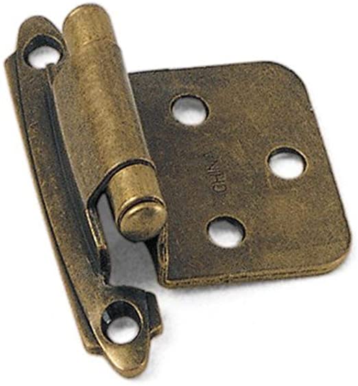 Laurey 28705 No Offset Antique Brass Semi Concealed Cabinet Hinges
