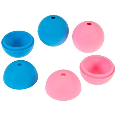 Basily Sphere Ice Molds - Ice Ball Maker Molds - Spheres Keep Your Drink Cold Up To 10 Times Longer Than Cubes - Lifetime Guarantee (Blue-Pink, 4 pack)