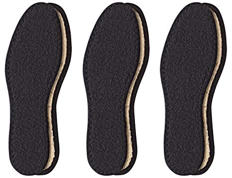 Pedag Washable Deo-Fresh Insoles with Natural Cotton Terry and Sisal Fibers, Black, 3 Count, US8L/EU38