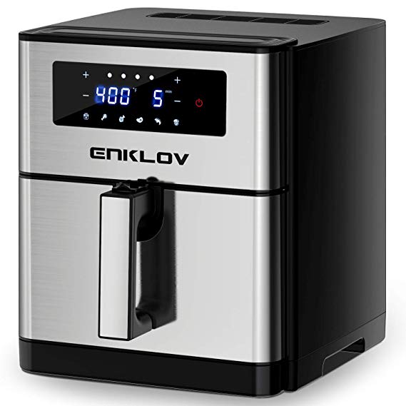 ENKLOV Air Fryer 8QT XL with 41 Recipes, Healthy Oil Airfryer Timer & Auto Shutoff, Air Fryer Oven Large 1700W Fast Cook with 6 Cooking Presets for Large Family, Dishwasher Safe, Black