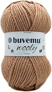 Wooly Soft Fluffy Bulky Weight #5 Wool Blended Fast Knitting Crocheting Yarn, 25% Wool 75% Acrylic, 100 Gram (3.53 Ounces) 109 Yards (100 Meters) (Caramel Cream)