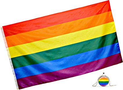 Rainbow Flag (3x5 Feet) - 100% Super Polyester Material - With FREE Bonus - Large Gay Pride Flag With Brass Grommets - Perfect Banner For Hanging Indoor/Outdoor by Eugenys