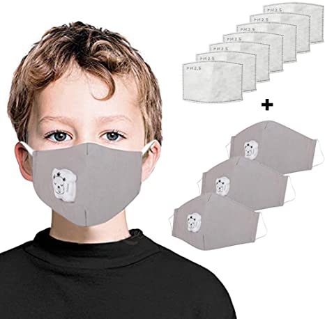 HoweNel 3pcs Children's Face màsc Bandanas, with Breathing  6 Rerplaced Filter Sheet, Reusable