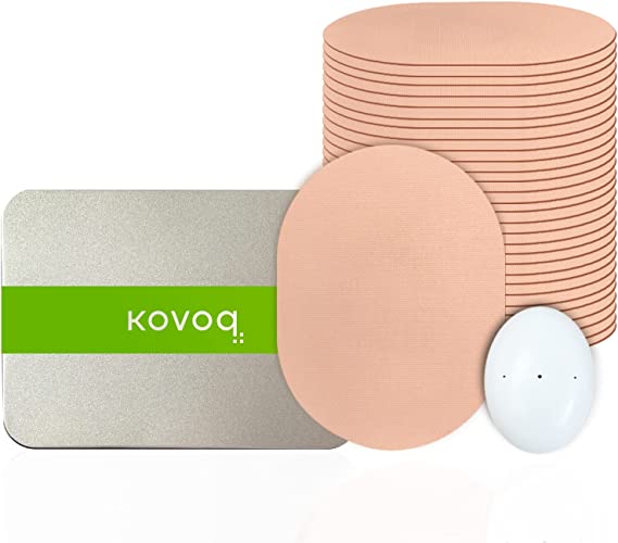 Kovoq Dexcom G6 Adhesive Patches for Swimming Waterproof (30PCS)   1 Hardshell Cover, No Glue on CGM Sensor, Adhesive Tape for Kids, Giftable Tin Pack, Dexcom G6 Waterproof Covers(Tan)