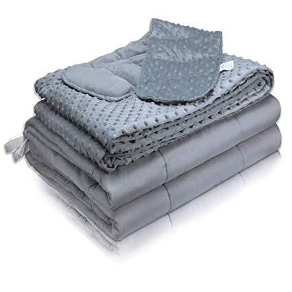 MAXTID Premium Weighted Blanket 60"x80" 15lbs Queen Size | Silver Gray Duvet Cover and Weighted Shoulder 3-in-1 Set for Adults Teens Stress Relief, Anxiety, Better Sleep, Autism