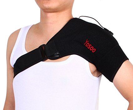 Yosoo Adjustable Neoprene Heated Shoulder Brace Support Wrap Heating Brace Pad with USB Cable