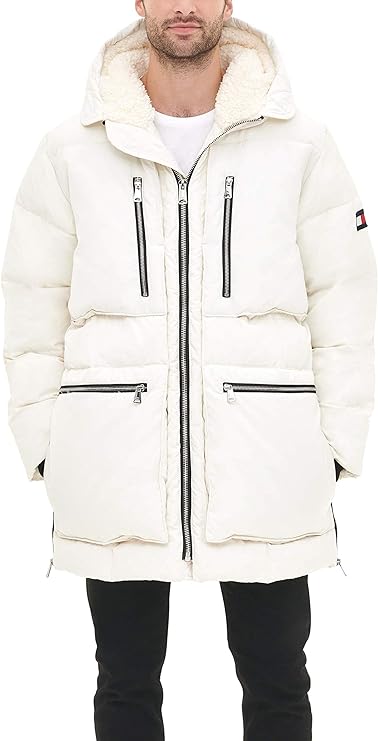 Tommy Hilfiger Men's Heavyweight Quilted Sherpa Hooded Parka